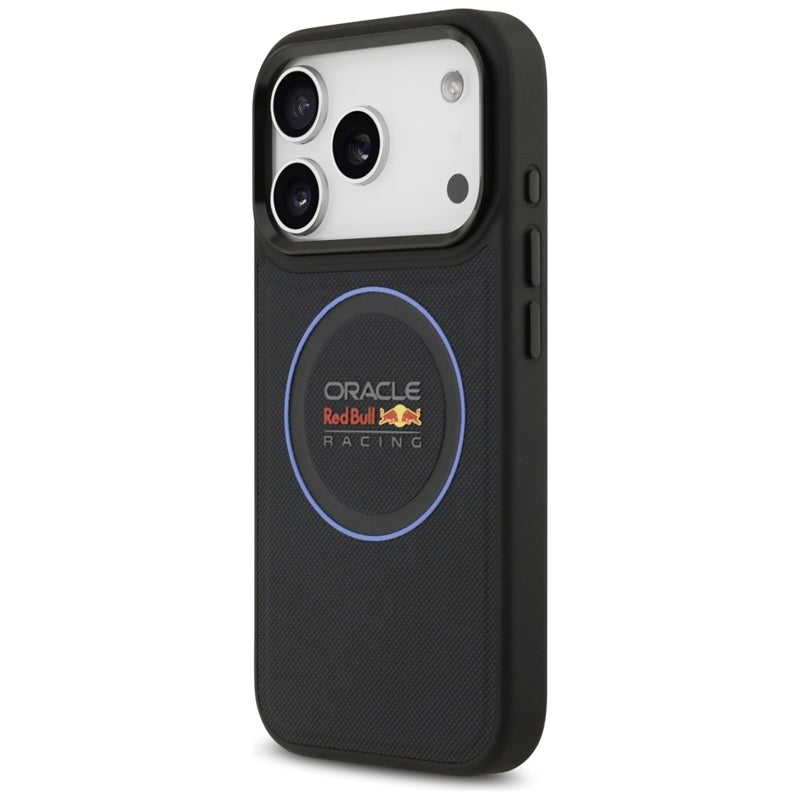 Red Bull Mėlyno Tinklelio Ir Metalo Mygtukų MagSafe dėklas - iPhone 17 Pro (Tamsiai Mėlynas)