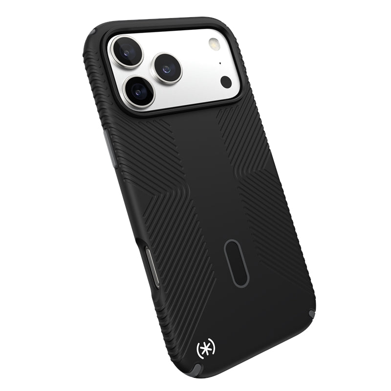 Speck Presidio2 Grip ClickLock ir MagSafe dėklas, skirtas iPhone 17 Pro Max (juoda / pilka / balta)