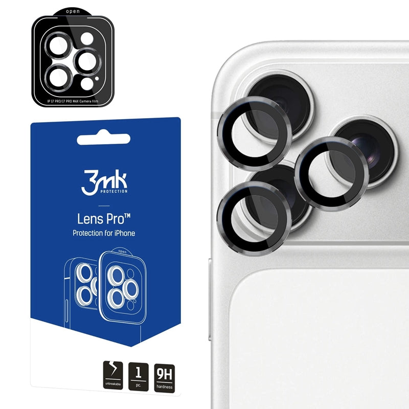 3mk Objektyvo apsauga Pro - Kameros objektyvo stiklas, skirtas iPhone 17 Pro / iPhone 17 Pro Max (Titano pilka)