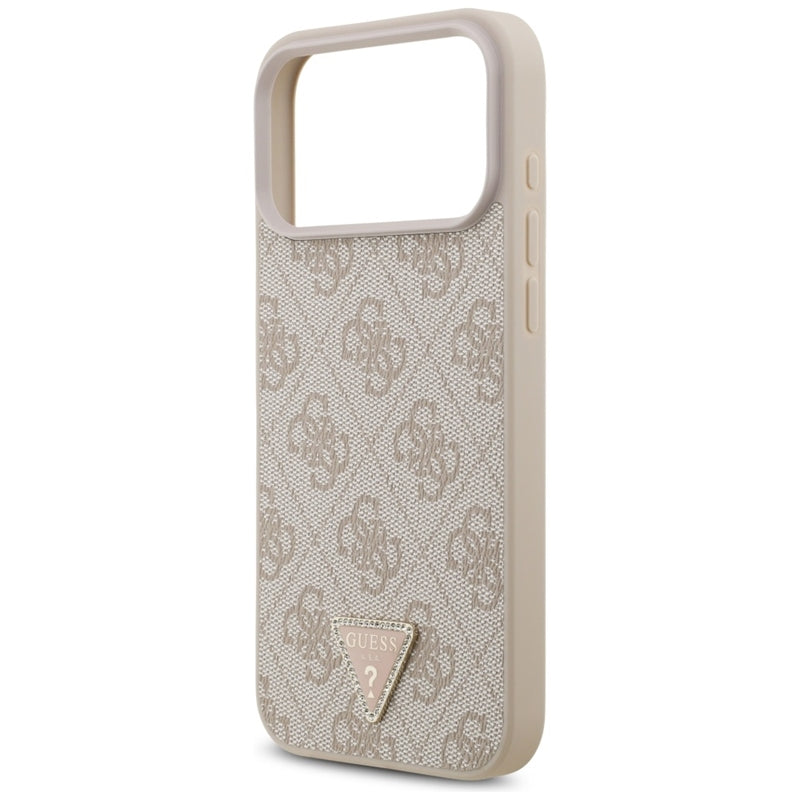 Guess Odinio 4G Triangle Strass dėklas iPhone 17 Pro Max (rožinis)