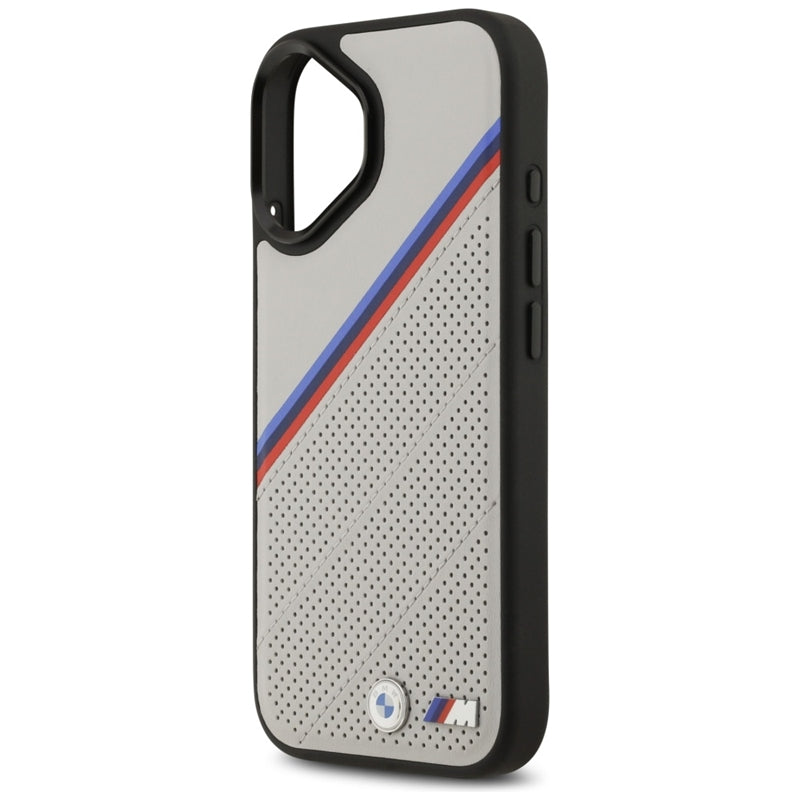 BMW M Tricolor Metal Logo MagSafe - iPhone 17 dėklas (Pilka)