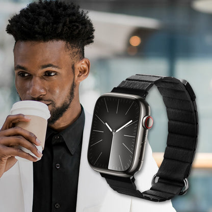 Crong Eclipse - Magnetinė odinė apyrankė Apple Watch 44/45/46/49 mm (Juoda)