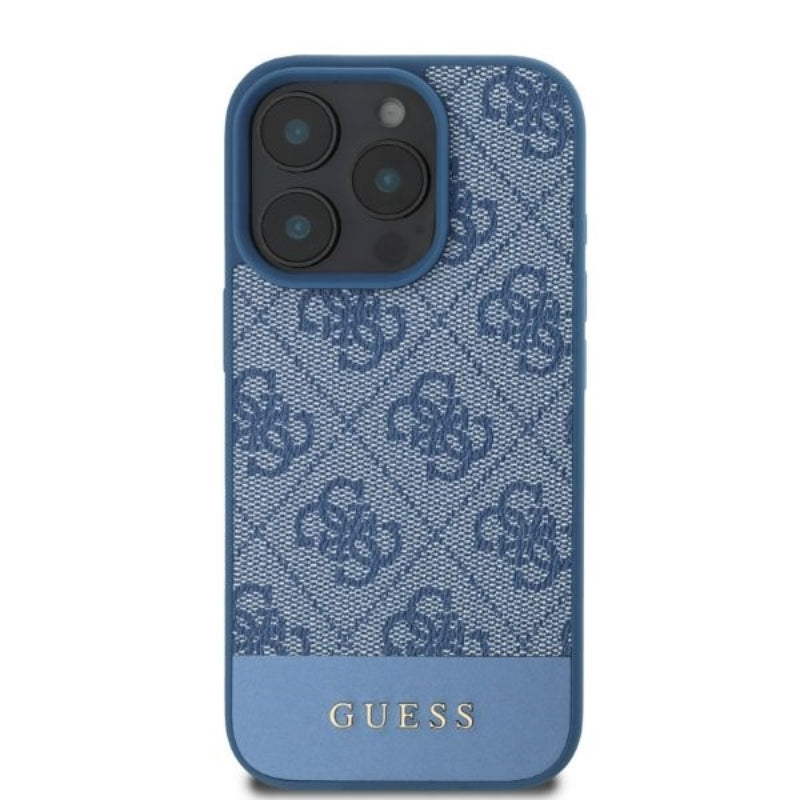 Guess 4G Bottom Stripe - dėklas skirtas iPhone 16 Pro Max (mėlynas)