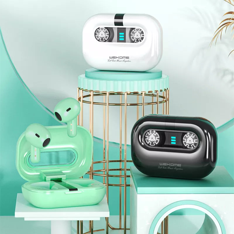 WEKOME VA06 Vanguard Series – „Bluetooth V5.2“ TWS belaidės ausinės su įkrovimo dėklu (juodos)