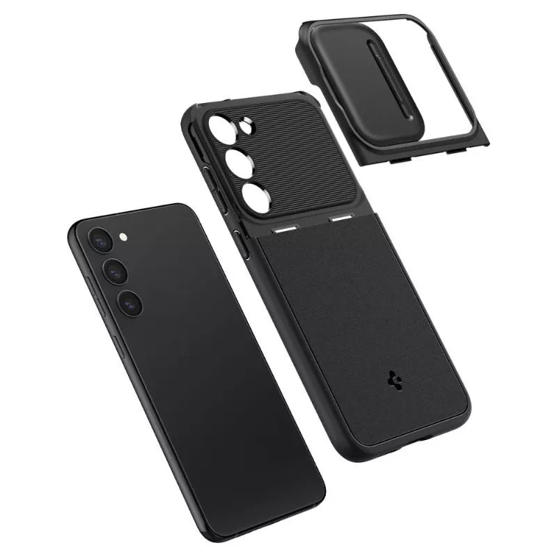 Spigen Optik Armor – dėklas, skirtas Samsung Galaxy S23 (juodas)