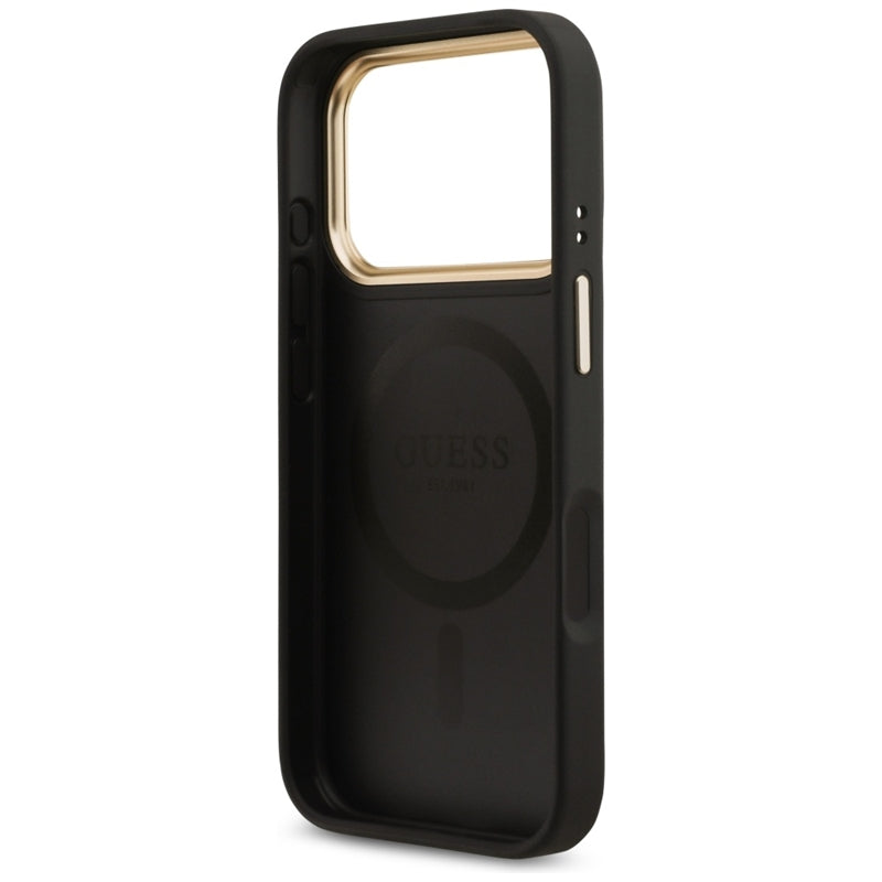 Guess 4G Strass Logo MagSafe dėklas iPhone 17 Pro (juodas)