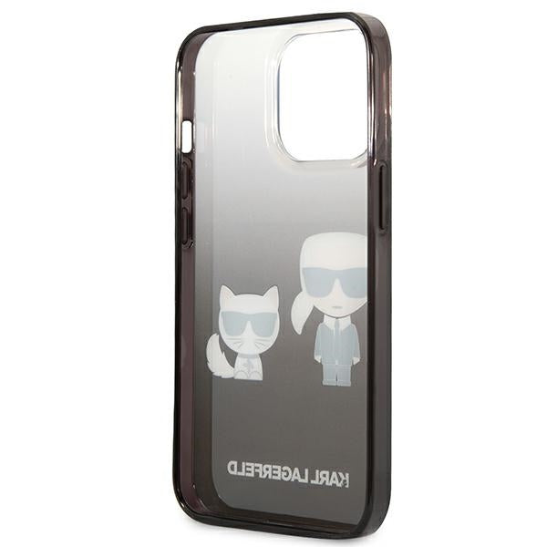 Karl Lagerfeld Gradient Ikonik Karl & Choupette – dėklas, skirtas „iPhone 13 Pro“ (juodas)
