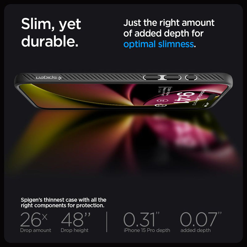 Spigen Liquid Air – dėklas, skirtas iPhone 15 Pro (matinė juoda)