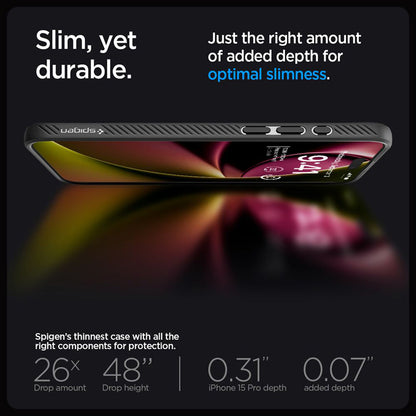 Spigen Liquid Air – dėklas, skirtas iPhone 15 Pro (matinė juoda)