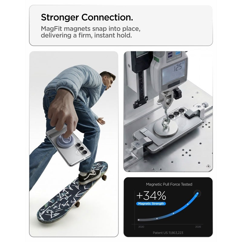Spigen Ultra Hybrid S Mag MagSafe dėklas Samsung Galaxy S26 (Skaidrus/Baltas)