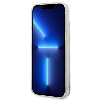 Karl Lagerfeld Monogram Liquid Glitter – dėklas skirtas iPhone 14 Plus (sidabras)