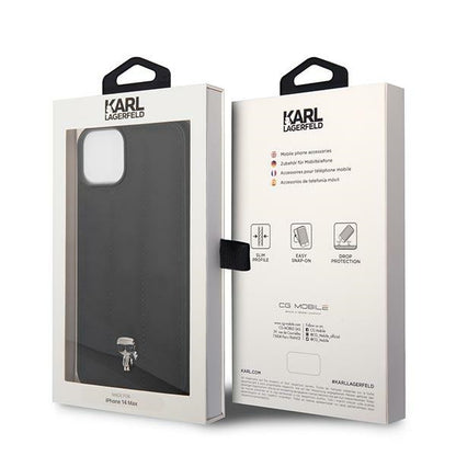 Karl Lagerfeld Quilted Puffy Ikonik Piin - dėklas iPhone 14 (juodas)