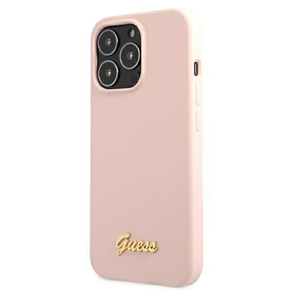 Guess Silicone Script – dėklas iPhone 12 / iPhone 12 Pro (rožinis)