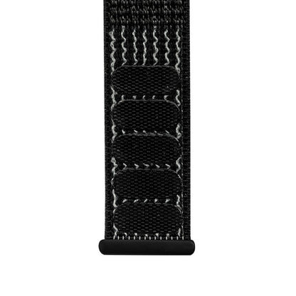 Crong Nailono Reflex – Sportinis dirželis Apple Watch 44/45/46/49 mm (juodas)