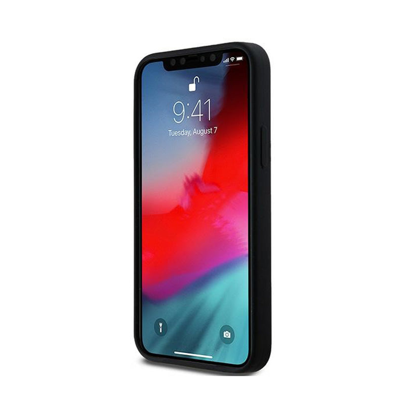 DKNY skystas silikonas su baltu atspausdintu logotipu MagSafe – dėklas skirtas iPhone 12 / iPhone 12 Pro (juodas)