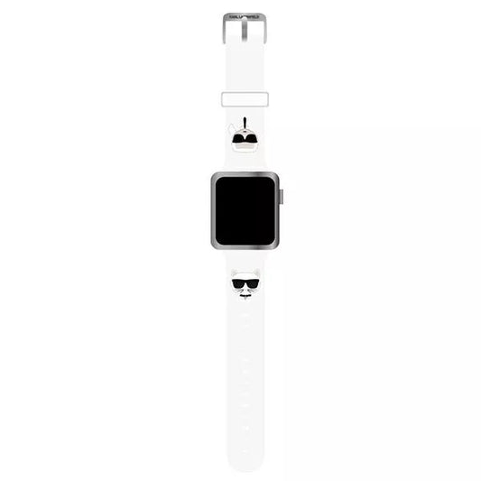 Karl Lagerfeld Silicone Karl & Choupette Heads - laikrodžio apyrankė, skirta Apple Watch 42/44/45 mm (balta)