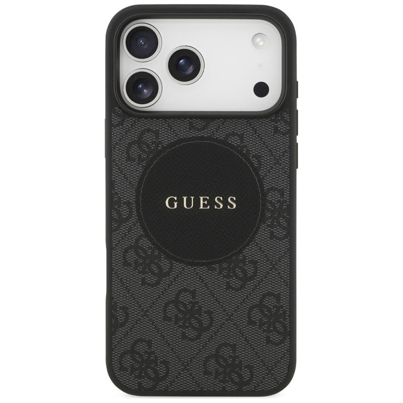Guess 4G Circle Classic Logo MagSafe – Dėklas iPhone 17 Pro Max (Juodas)