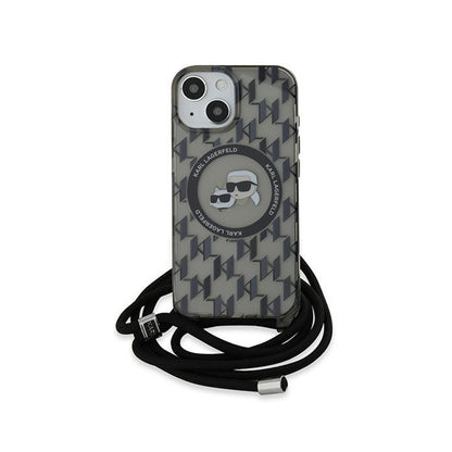Karl Lagerfeld IML Crossbody Monogram Karl & Choupette Head MagSafe – dėklas iPhone 15 / 14 / 13 (juodas)