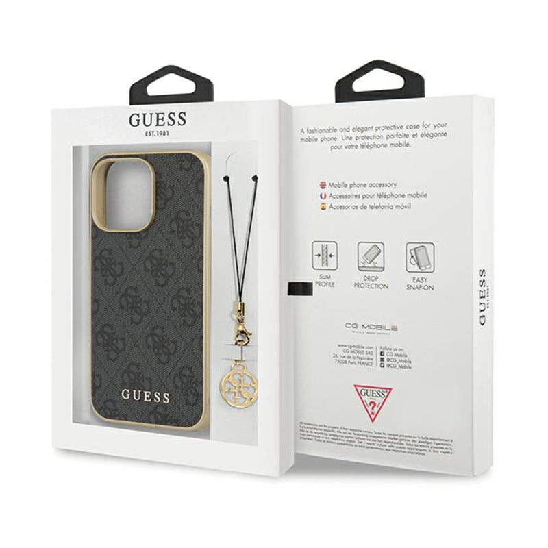 Guess 4G Charms kolekcija – dėklas iPhone 14 Pro Max (pilkas)