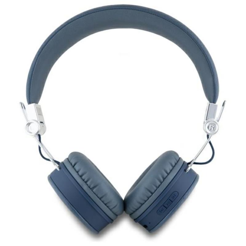 Guess grūdėtos klasikinės apvalios formos – belaidės ant ausų „Bluetooth ENC“ ausinės (mėlynos)