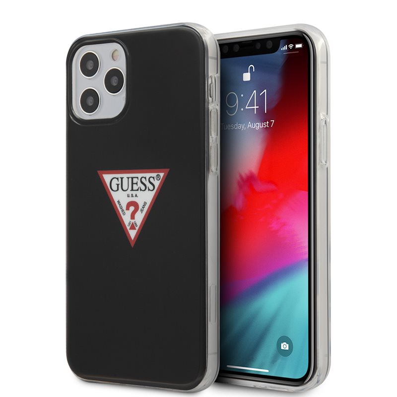 Guess Triangle Logo - dėklas iPhone 12 / iPhone 12 Pro (juodas)