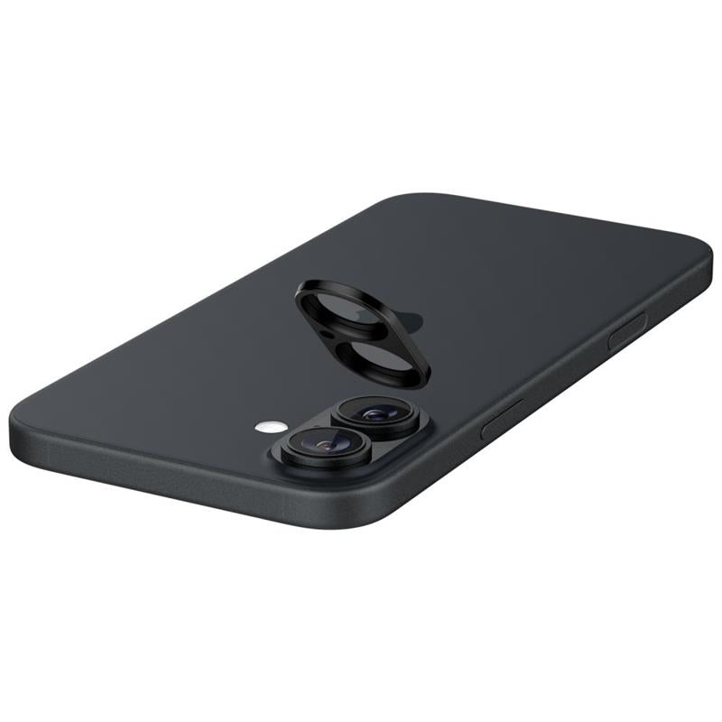 Spigen Optik GLAS.TR kameros apsauga (2 vnt.) – objektyvo apsauga, skirta iPhone 16 / 16 Plus (juoda)