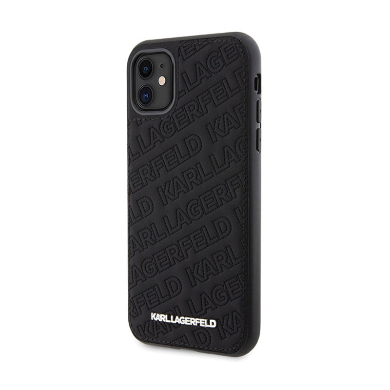 Karl Lagerfeld dygsniuotas K raštas – iPhone 11 dėklas (juodas)