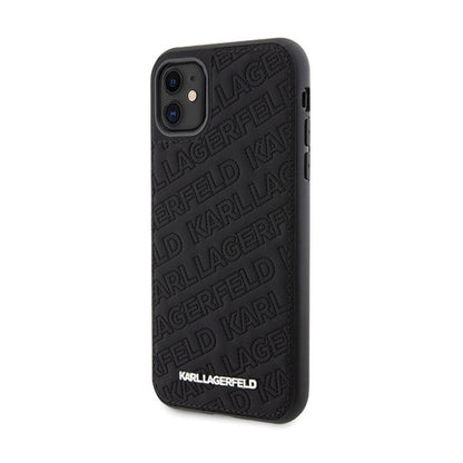Karl Lagerfeld dygsniuotas K raštas – iPhone 11 dėklas (juodas)