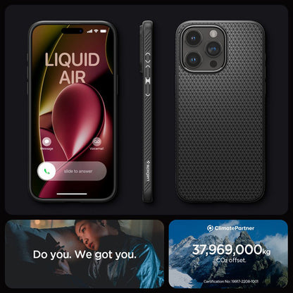 Spigen Liquid Air – dėklas, skirtas iPhone 15 Pro (matinė juoda)