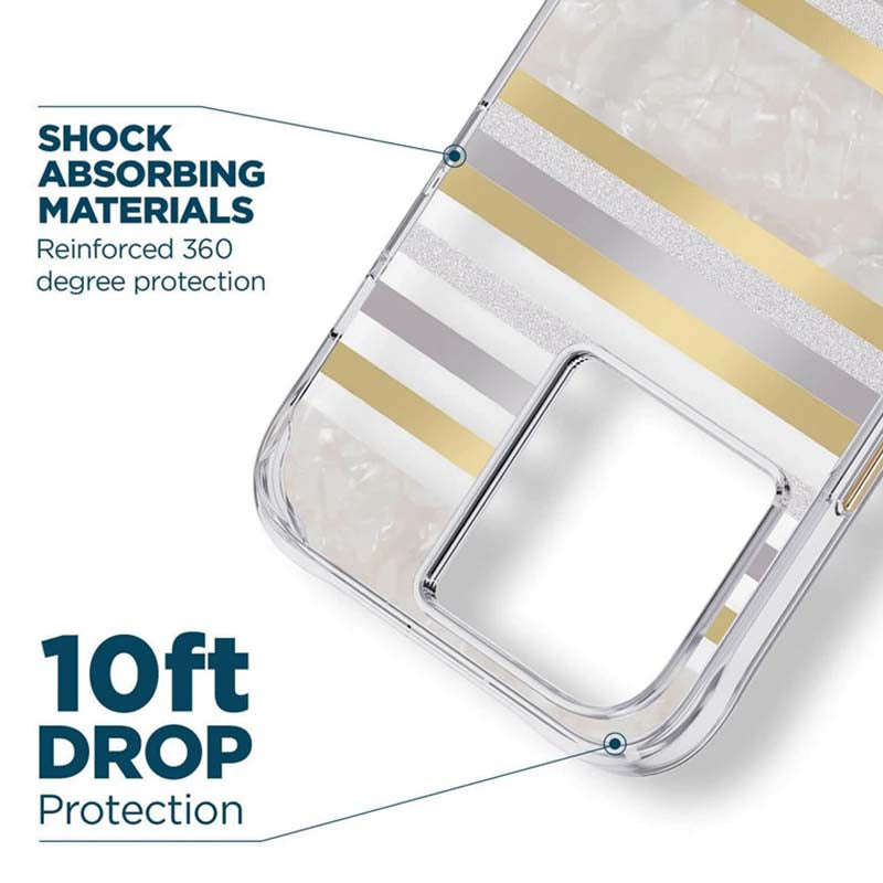 Case-Mate Pearl Stripes MagSafe – dėklas dekoruotas perlamutru skirtas iPhone 14 Pro Max (Pearl Stripes)