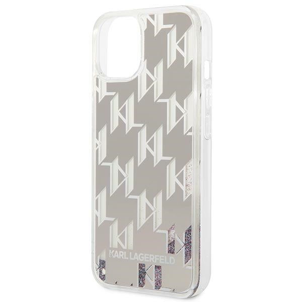 Karl Lagerfeld Monogram Liquid Glitter – dėklas skirtas iPhone 14 Plus (sidabras)
