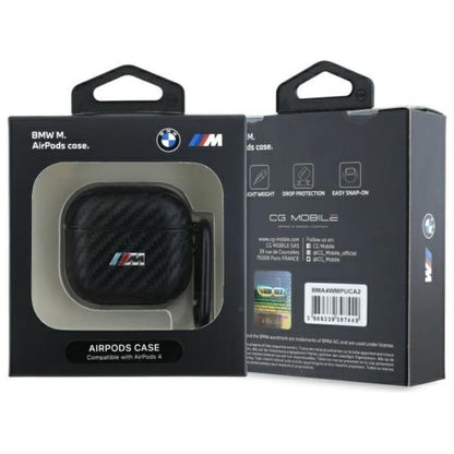 BMW PU Carbon M kolekcija – dėklas, skirtas "AirPods 4" (juodas)