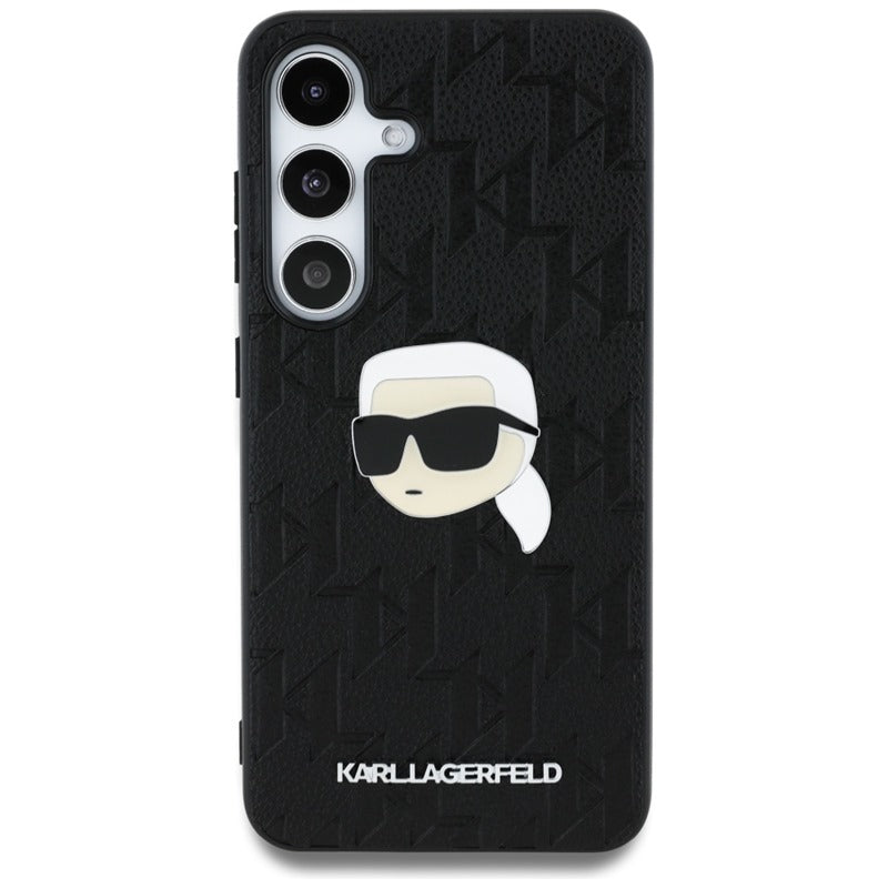 Karl Lagerfeld Leather Monogram Pin Logo Karl Head - dėklas Samsung Galaxy S25 (juodas)