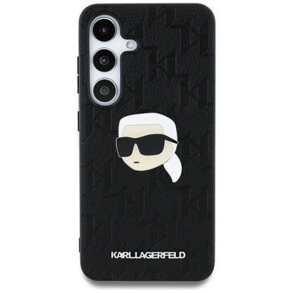 Karl Lagerfeld Leather Monogram Pin Logo Karl Head - dėklas Samsung Galaxy S25 (juodas)