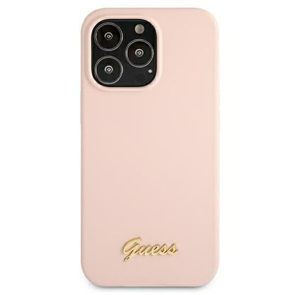 Guess Silicone Script – dėklas iPhone 12 / iPhone 12 Pro (rožinis)