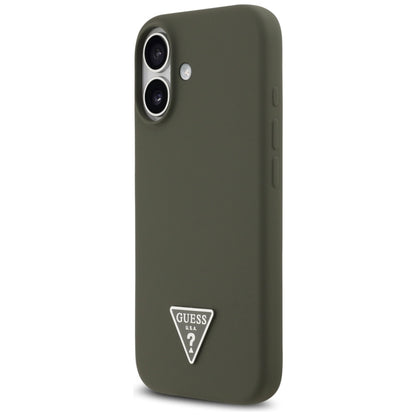 Guess Silikoninis trikampis logotipas MagSafe - dėklas iPhone 17 (khaki)