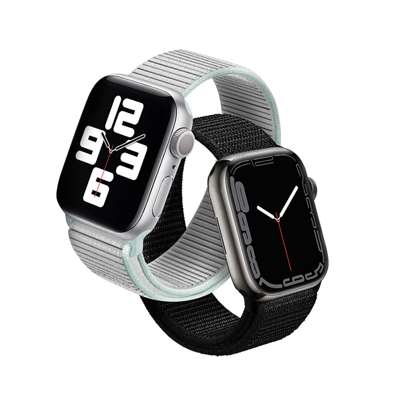 Crong Nailono Reflex – Sportinis dirželis Apple Watch 44/45/46/49 mm (juodas)