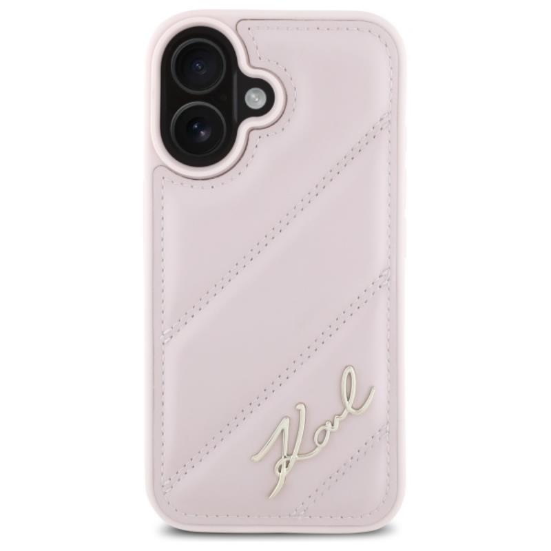 Karl Lagerfeld Quilted Signature – Dėklas, skirtas iPhone 16 (rožinis)