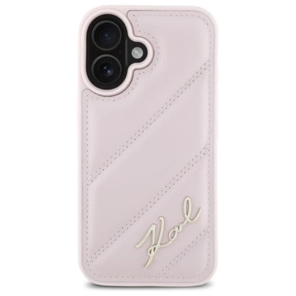 Karl Lagerfeld Quilted Signature – Dėklas, skirtas iPhone 16 (rožinis)