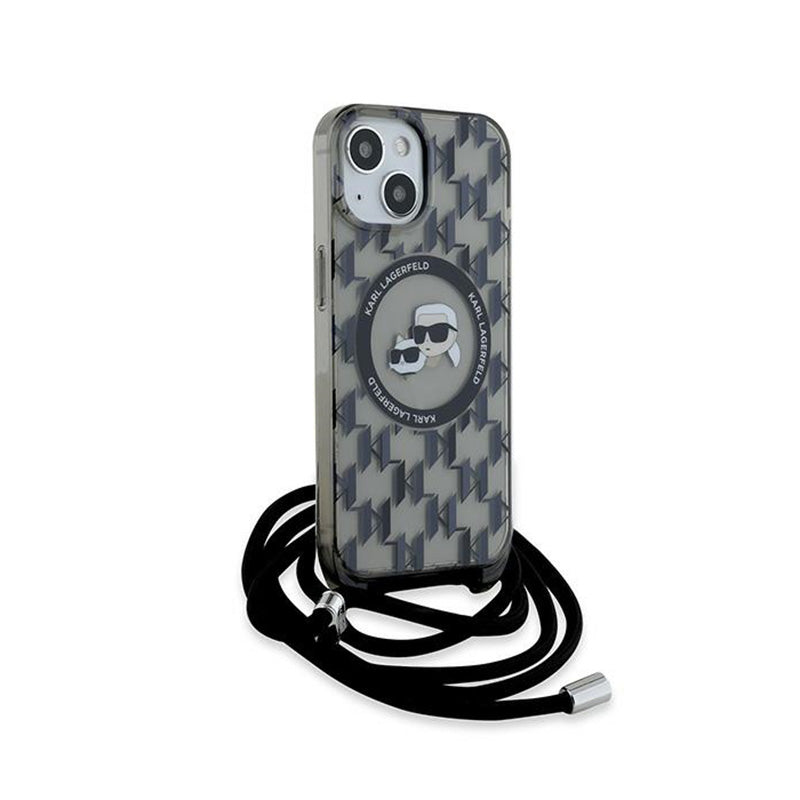 Karl Lagerfeld IML Crossbody Monogram Karl & Choupette Head MagSafe – dėklas iPhone 15 / 14 / 13 (juodas)