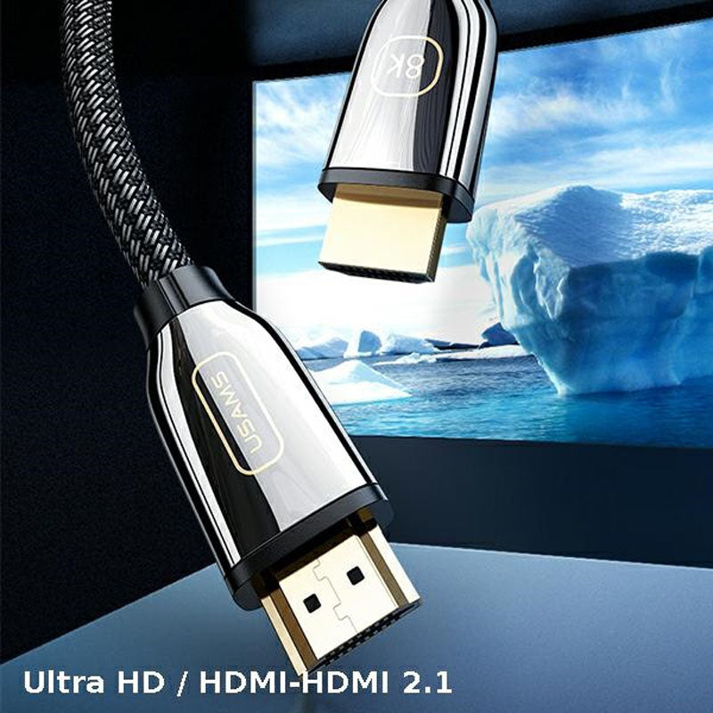 USAMS US-SJ497 - HDMI - HDMI 2.1 2 m laidas su 8K 60 Hz / 4K 120 Hz palaikymu (juodas)