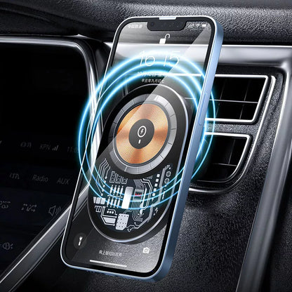 WEKOME WP-U202 Vanguard Series – Magnetinis automobilinis laikiklis su 15W MagSafe belaidžiu įkrovimu (Juoda)