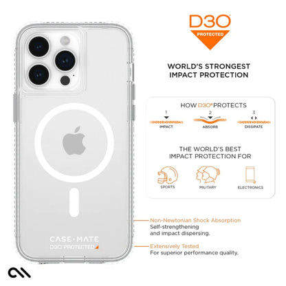 Case-Mate Ultra Tough + D3O MagSafe – „iPhone 15 Pro Max“ dėklas (skaidrus)