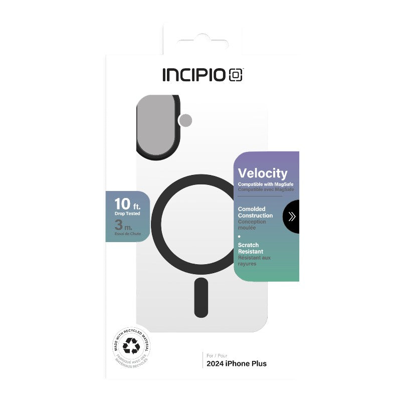 Incipio Velocity MagSafe – Dėklas iPhone 16 Plus (Skaidrus / Juodas)