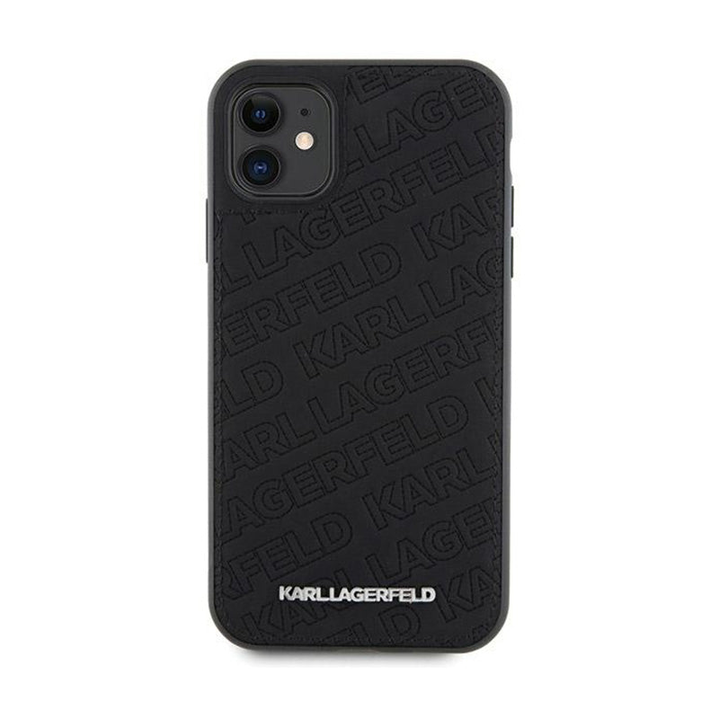 Karl Lagerfeld dygsniuotas K raštas – iPhone 11 dėklas (juodas)