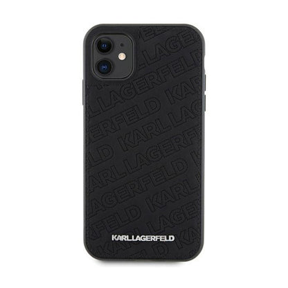 Karl Lagerfeld dygsniuotas K raštas – iPhone 11 dėklas (juodas)