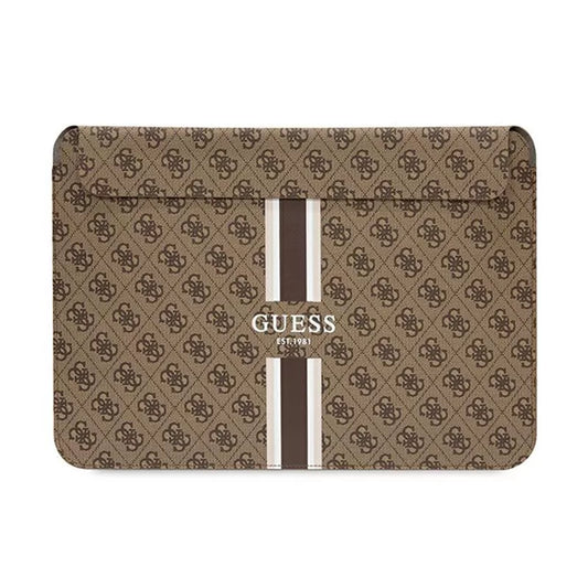 Guess 4G Printed Stripes kompiuterio dėklas - 14 colių nešiojamojo kompiuterio dėklas (rudos spalvos)