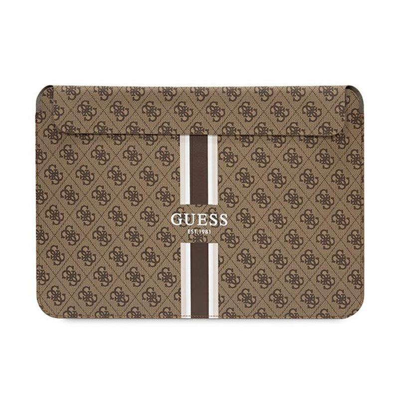 Guess 4G Printed Stripes kompiuterio dėklas - 14 colių nešiojamojo kompiuterio dėklas (rudos spalvos)
