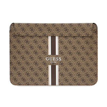 Guess 4G Printed Stripes kompiuterio dėklas - 14 colių nešiojamojo kompiuterio dėklas (rudos spalvos)