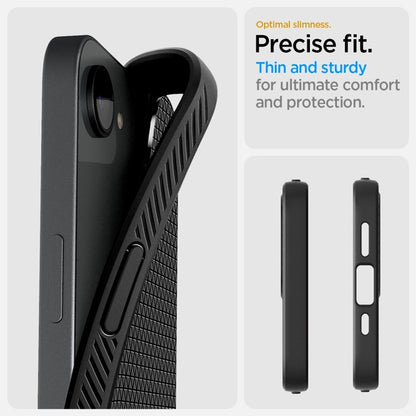 Spigen Liquid Air dėklas iPhone 17e / 16e (Matinis juodas)